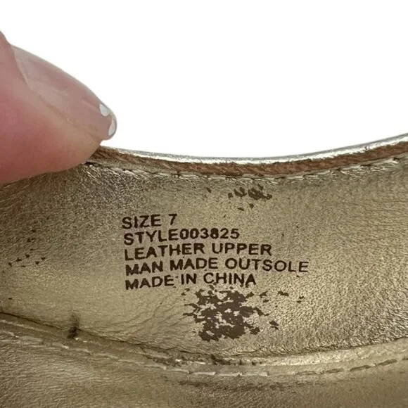 Lilly Pulitzer Gigi Leather Slingback Open Toe Gold Wedge Sandals Women's Sz 7. - Picture 12 of 14